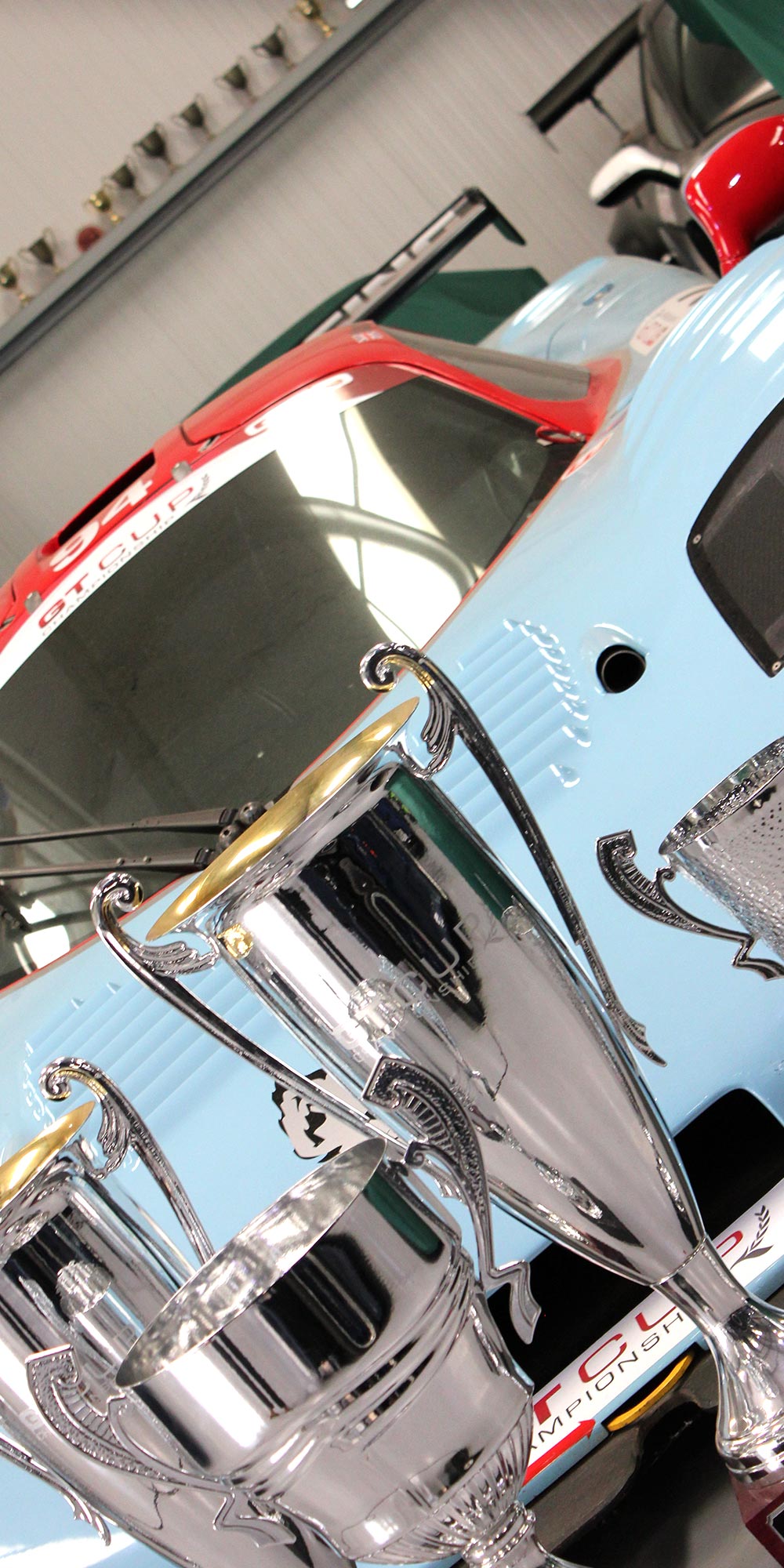cluster of trophies in front of mosler mt900